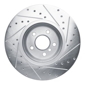 BMW Z4 Brake Rotor (1) - Front Left - R1 Concepts - Drilled & Slotted - Silver - `18-`25